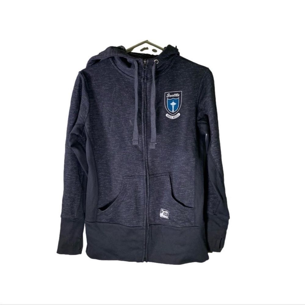 Space Needle Small Grey Full Zip Up Hoodie‎